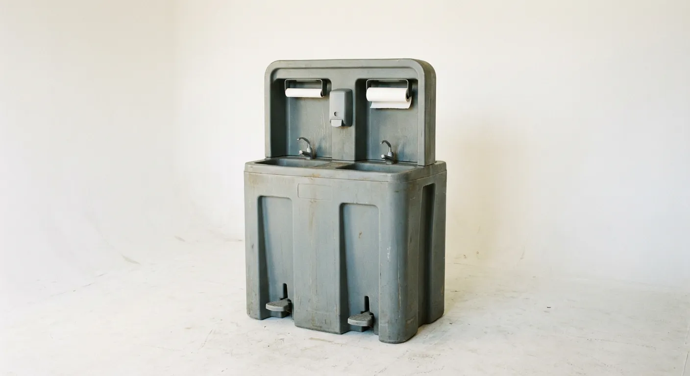 Portable hand wash station unit technical view in Lewisville, TX