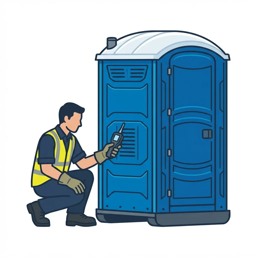 Infographic detailing causes of portable toilet odors in Lewisville, TX