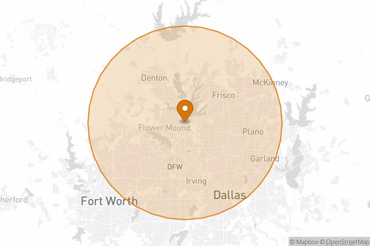 service area service area map in Lewisville, TX